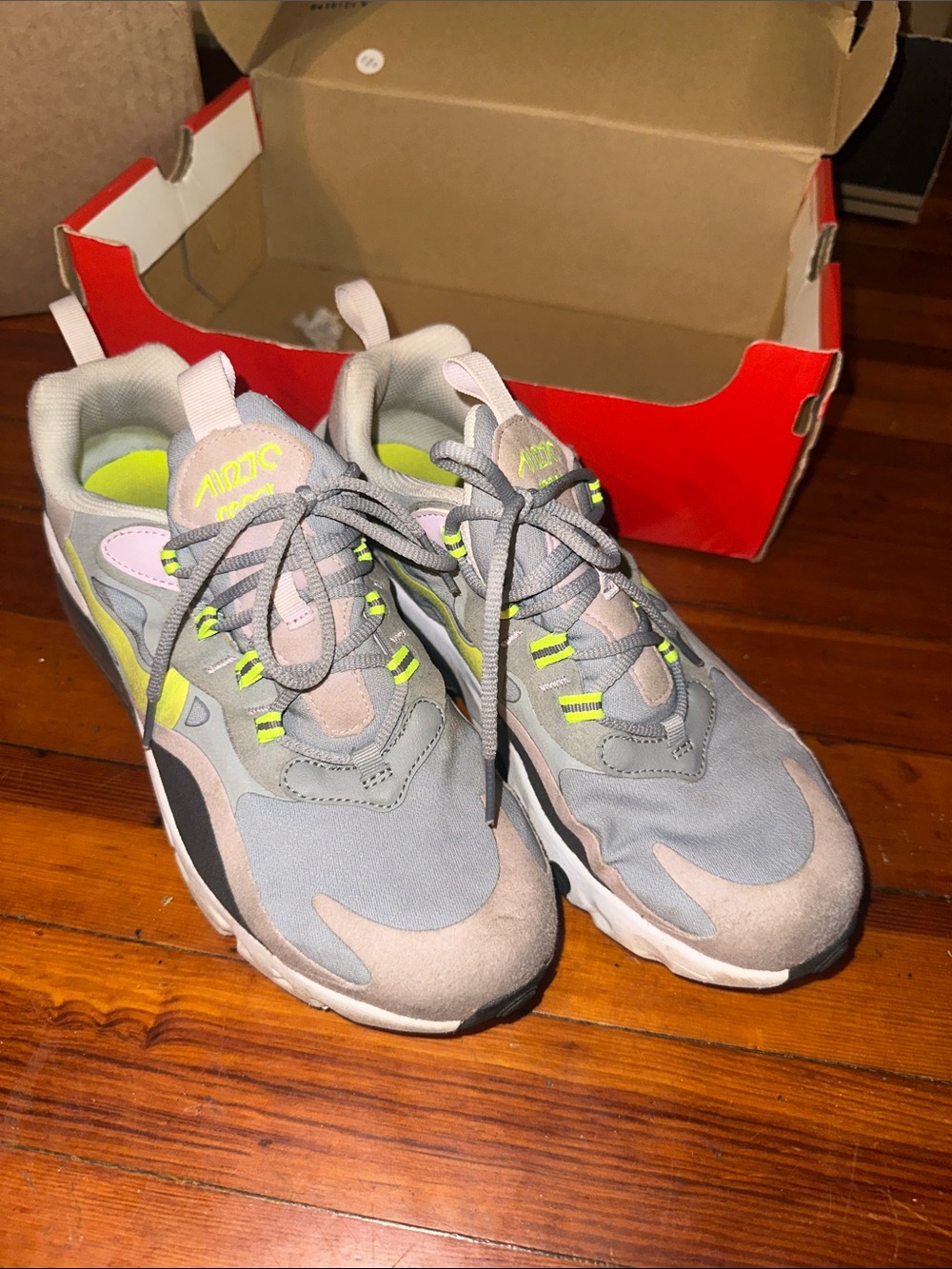 Kids Gray and Neon Green Athletic Sneakers